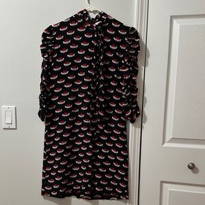 Sandro Black and Red Mid Sleeve Dress